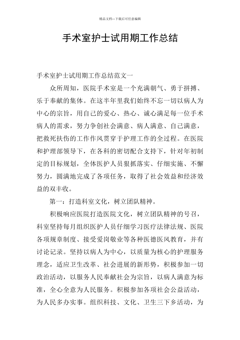 手术室护士试用期工作总结_第1页