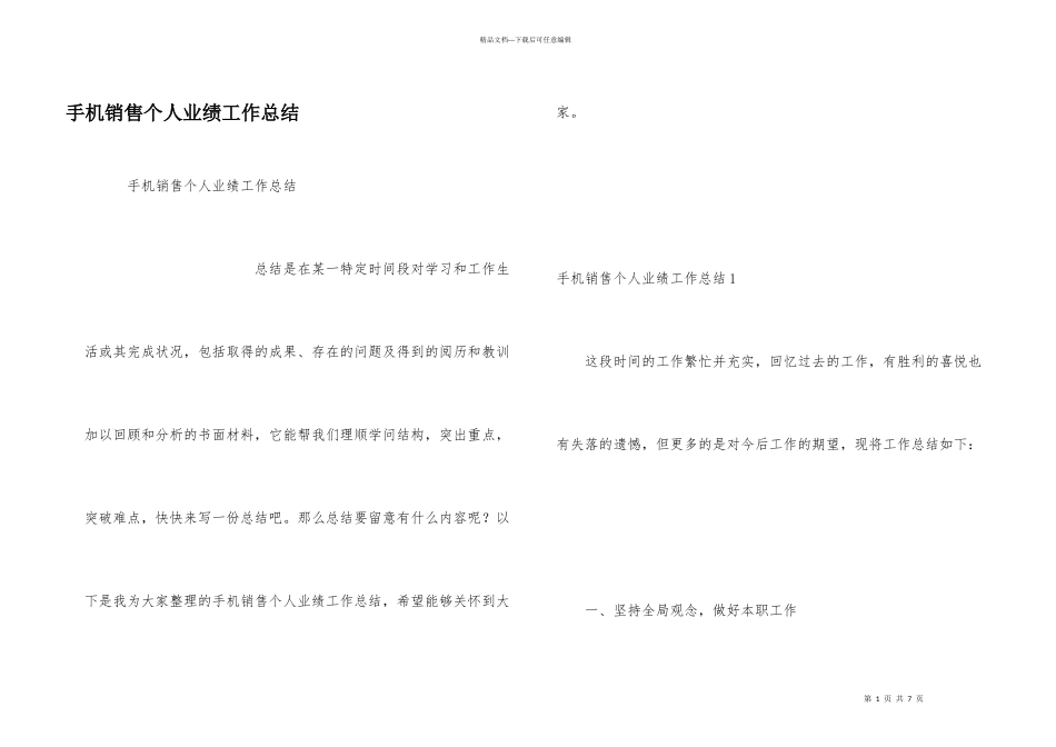 手机销售个人业绩工作总结_第1页
