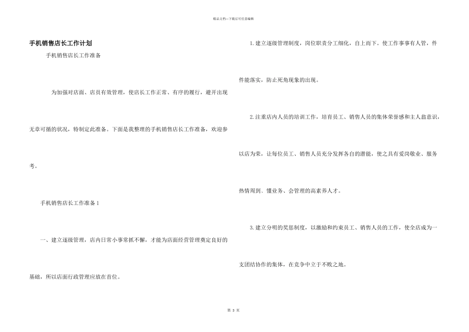 手机销售店长工作计划_第1页