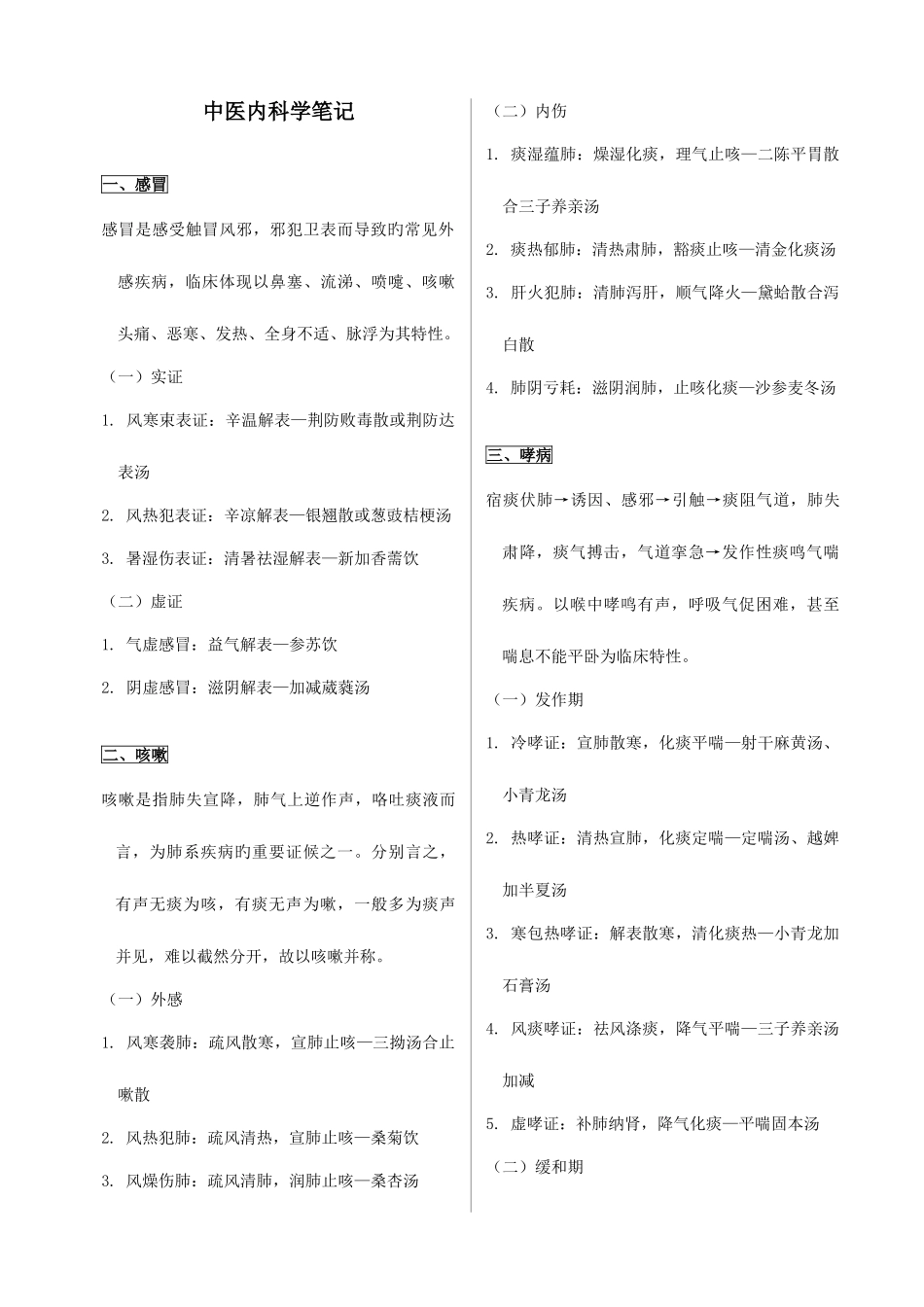 2025年中医执业医师内外妇儿+针灸笔记_第1页