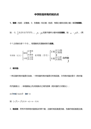 2025年初中阶段所有的知识点