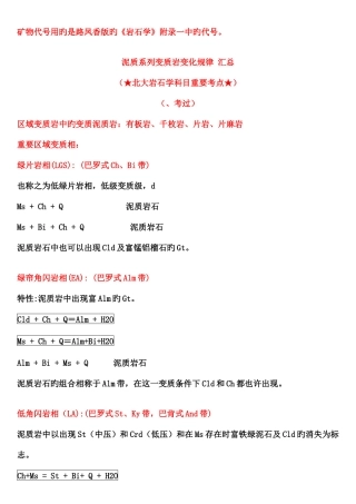 2025年北京大学岩石学重要考点归纳总结