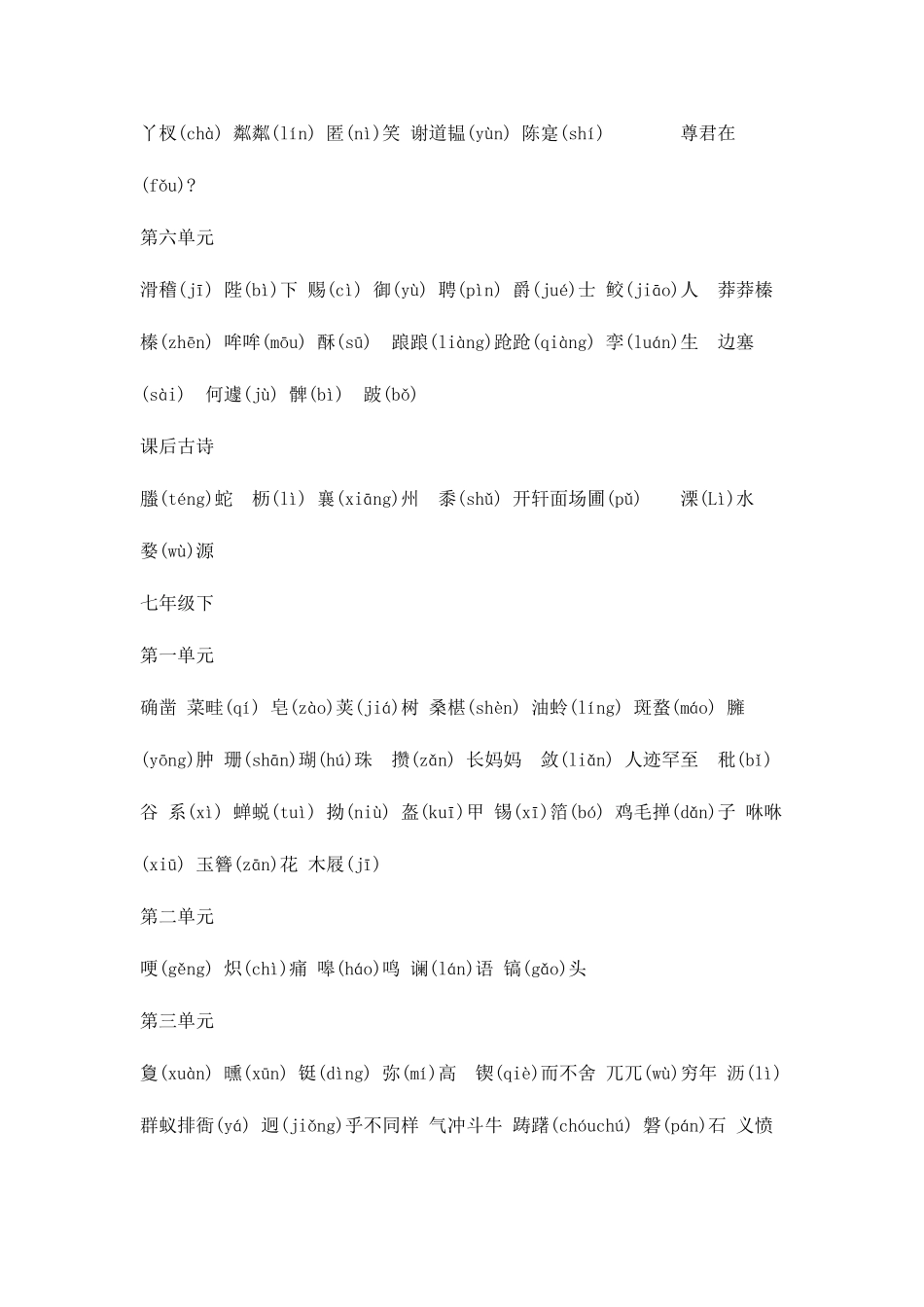 2025年初中全册生字表_第2页