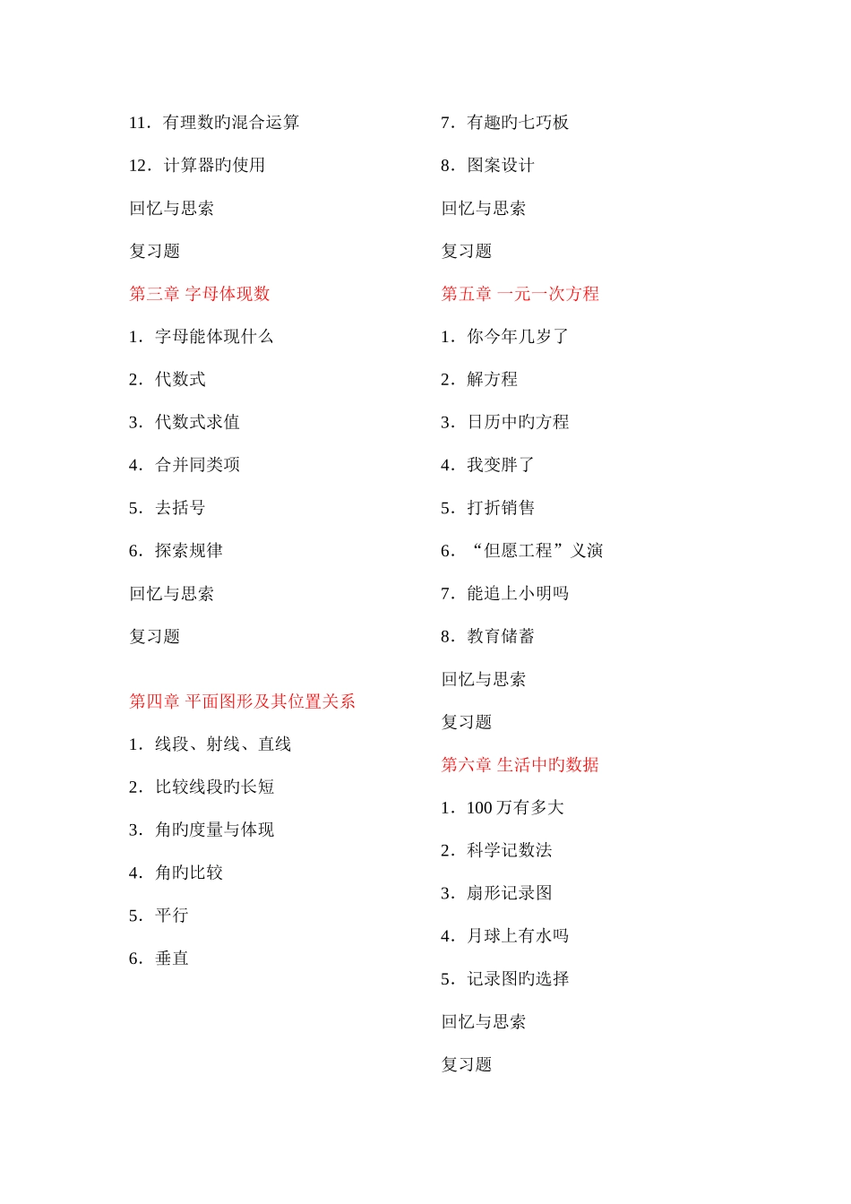 2025年初一上各章节知识点_第3页