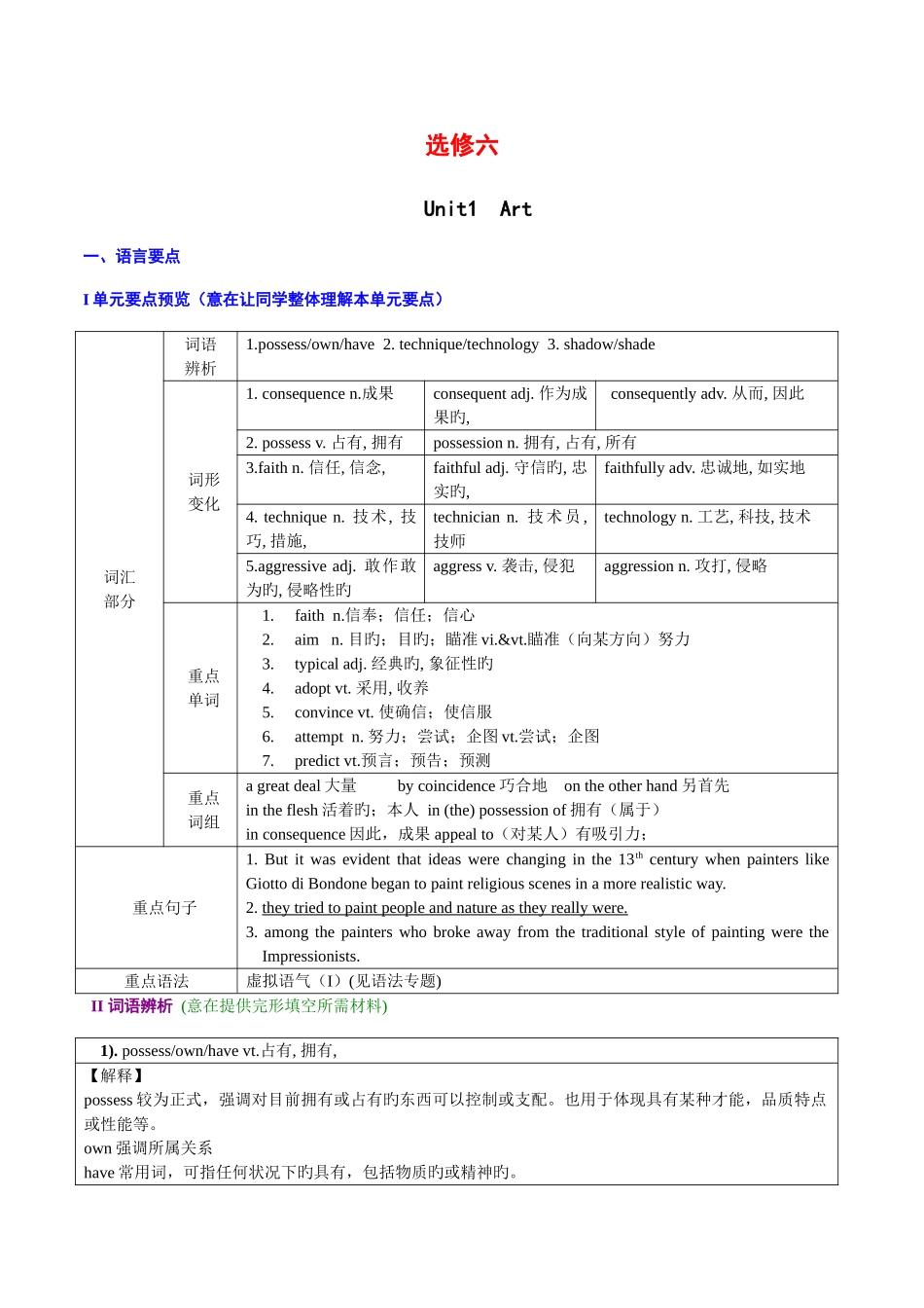 2025年人教版高中英语选修6全册教案_第1页