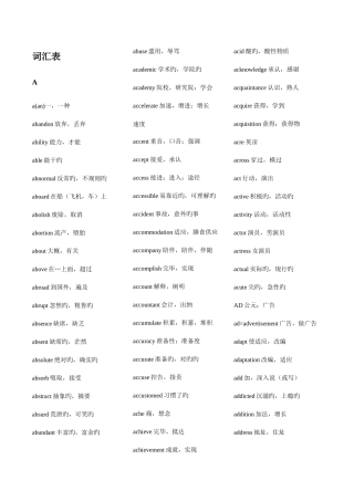 2025年专升本英语词汇