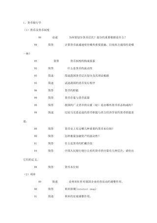 2025年五道口金融学复试真题分类