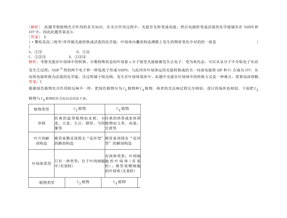 2025年备考高考生物高效学习方案考点专项23C3植物和C4植物新人教版_第3页