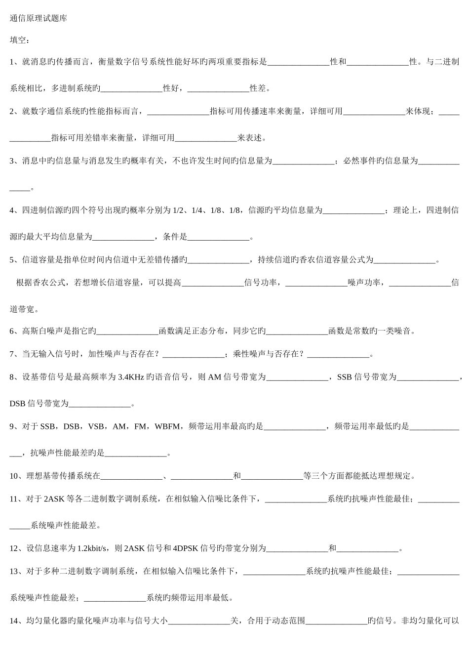 2025年通信原理试题库_第1页