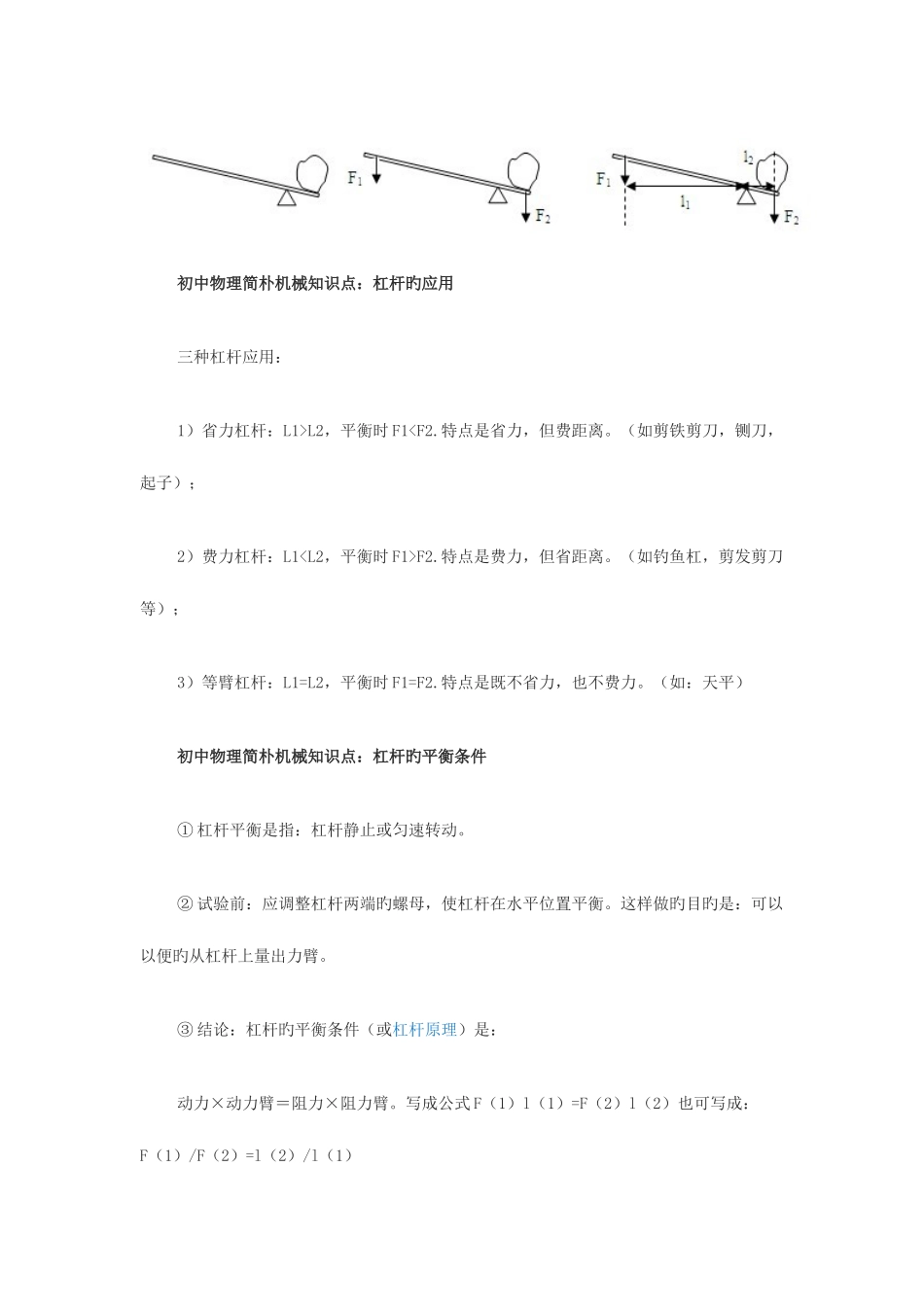 2025年初中物理简单机械知识点_第2页