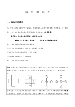 2025年奥数知识点简单数阵图