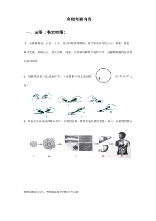 2025年中考生物高频考点结构图知识点