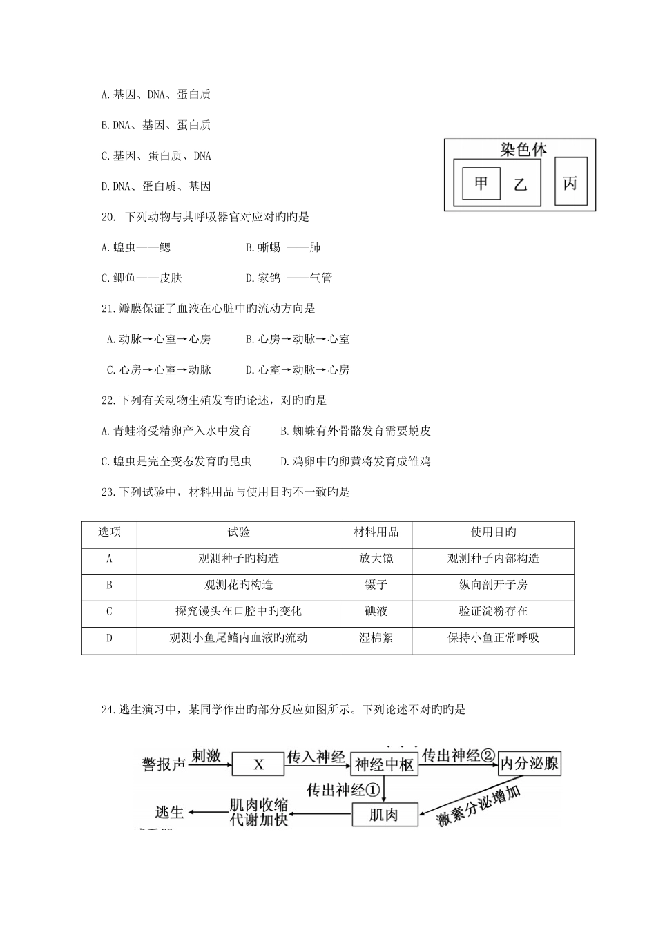 2025年福建省中考生物真题试题含答案_第3页