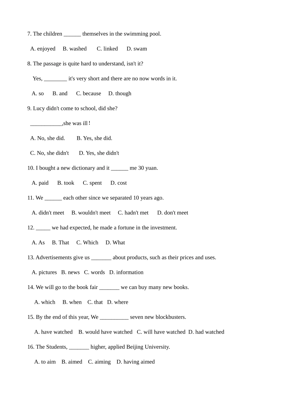 2025年体育单招英语模拟试卷_第2页
