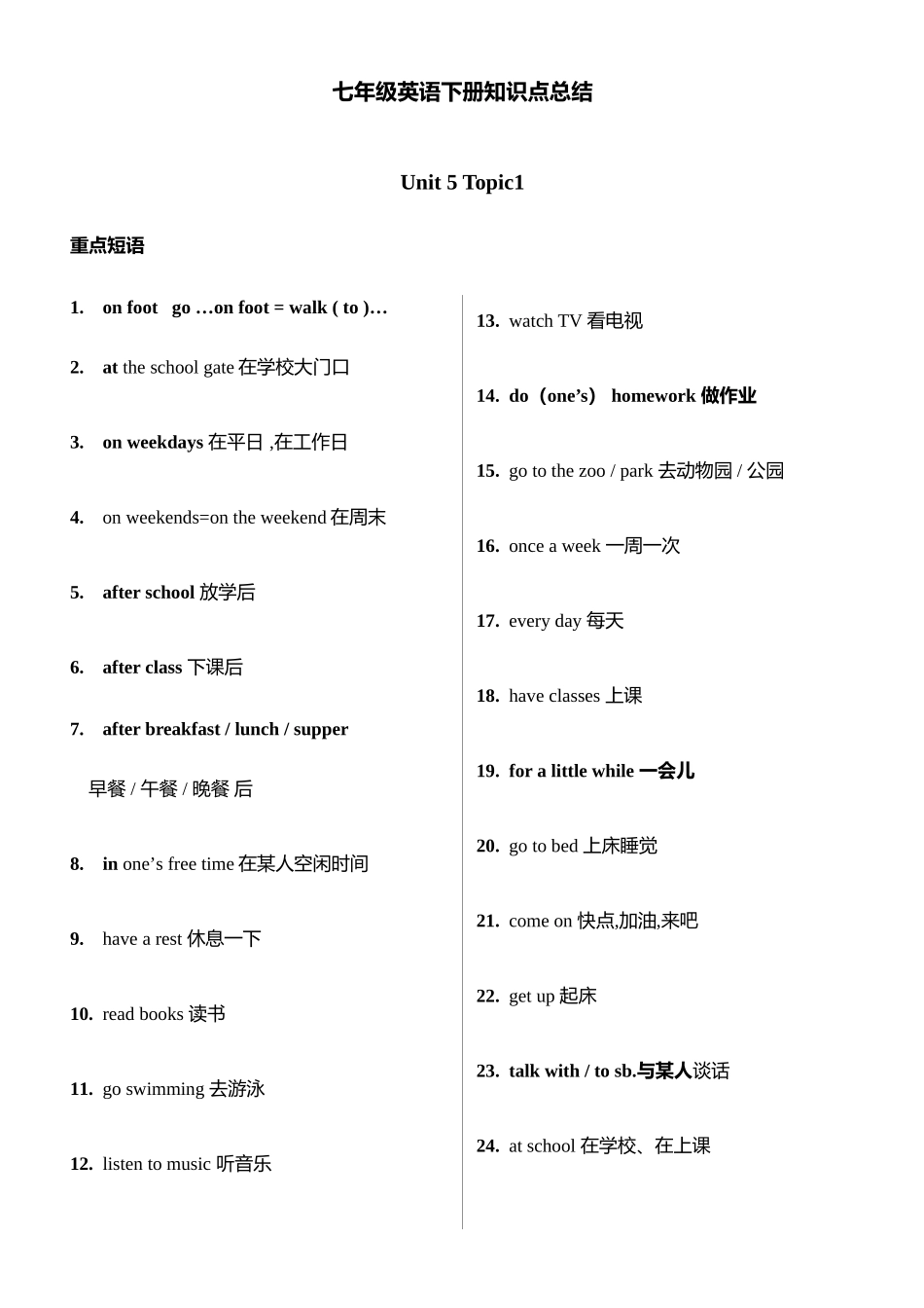 2025年仁爱英语七年级下册知识点总结打印版A_第1页