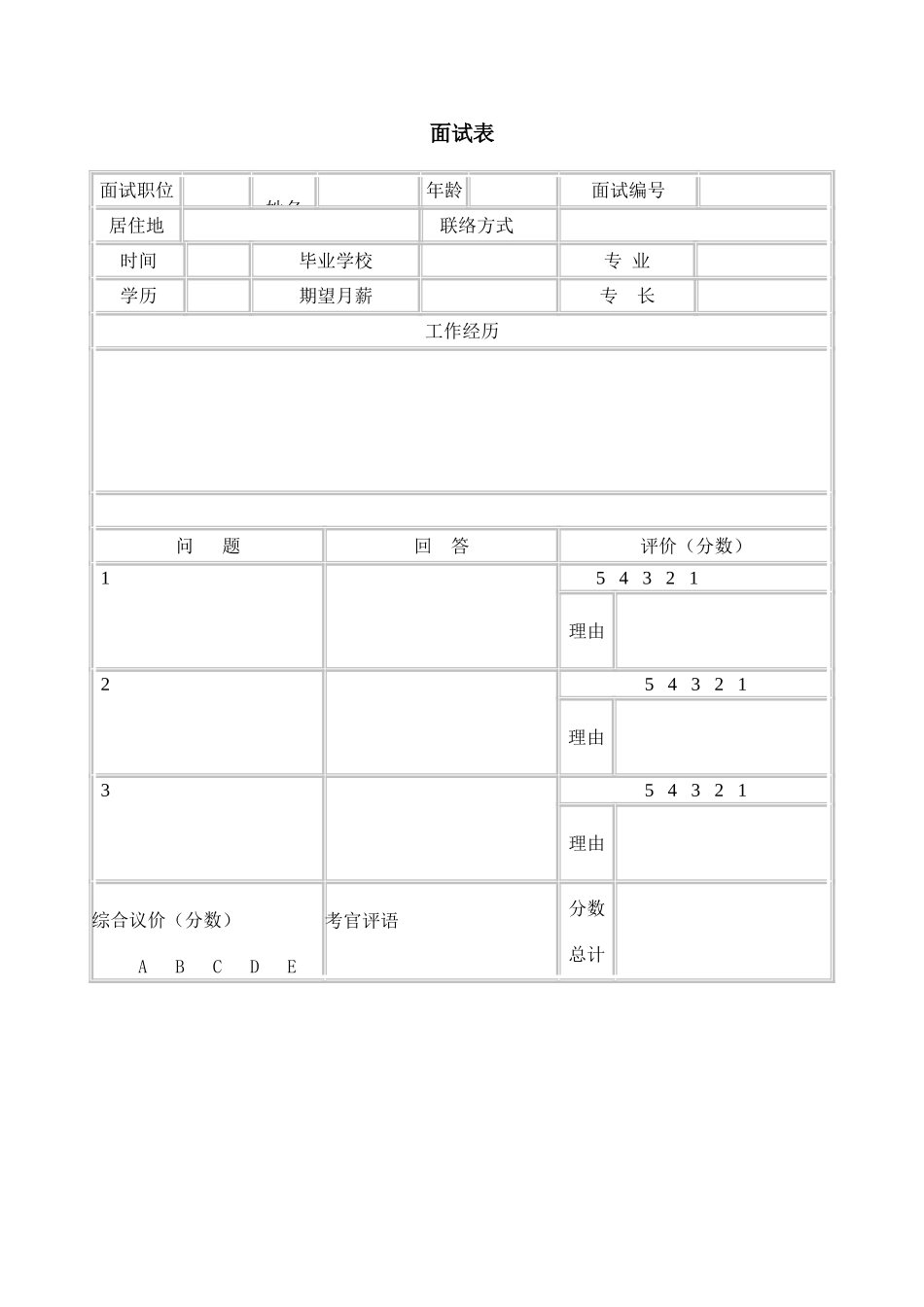 2025年公司面试管理表_第1页