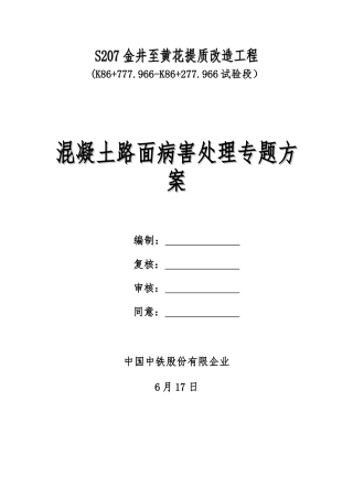 2025年S207混凝土路面试验段病害处理专项方案修改