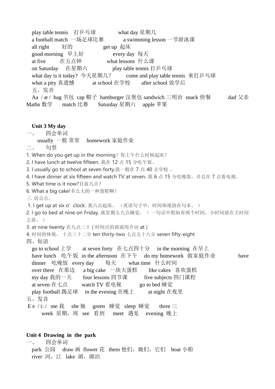 2025年完整译林版小学四年级英语下册知识点复习总结_第2页