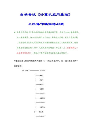 2025年自学考试计算机应用基础上机操作模拟练习题