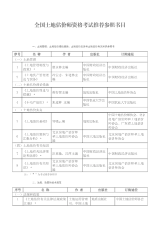 2025年土地估价师资格考试参考书目
