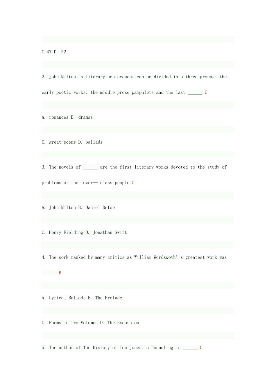 2025年自考答案英美文学选读试题_第2页