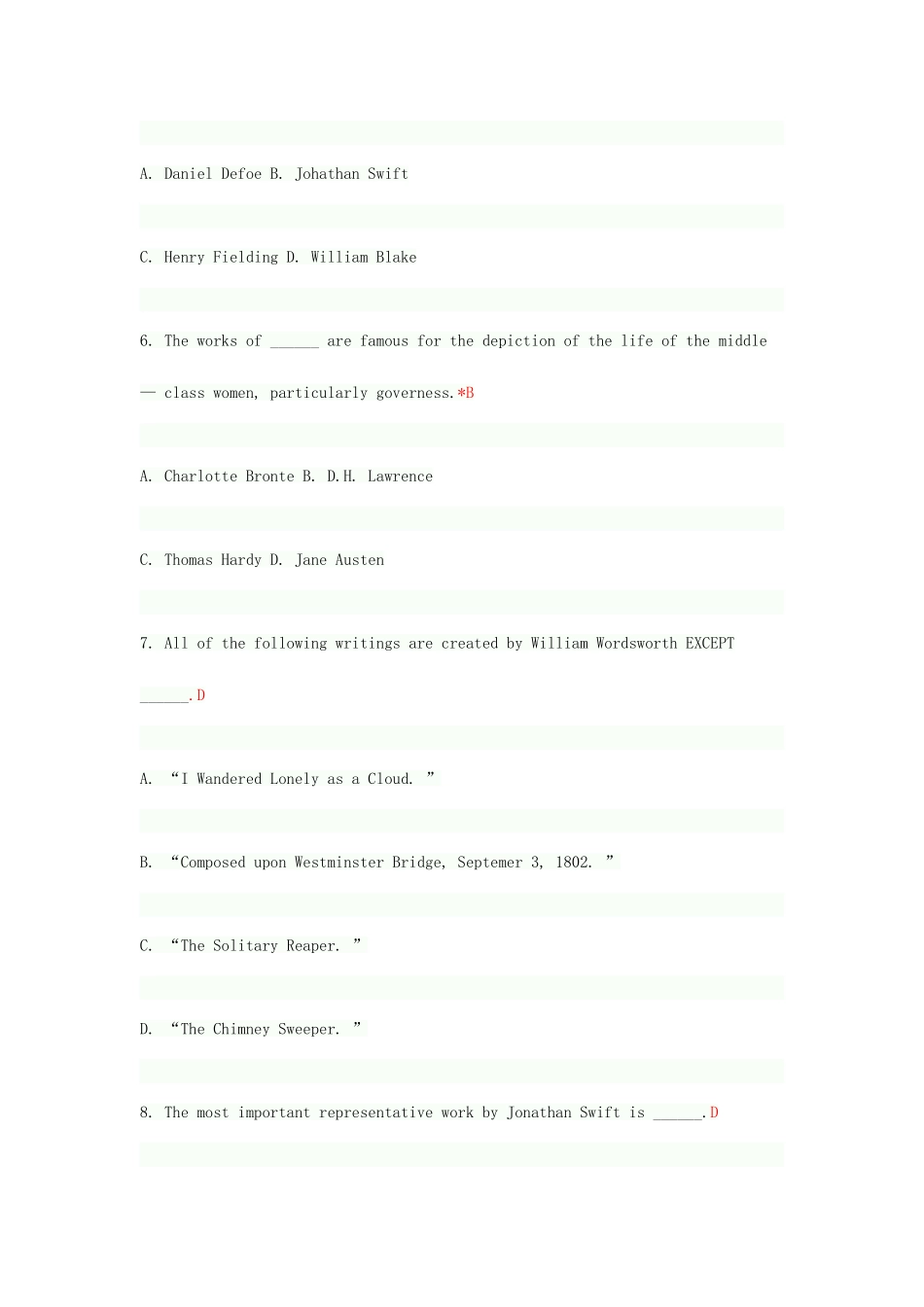 2025年自考答案英美文学选读试题_第3页