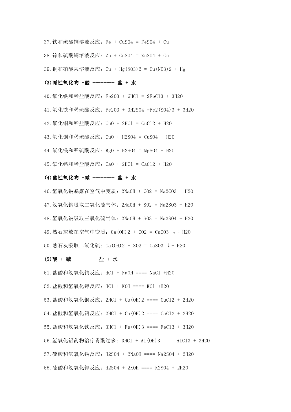 2025年初中化学方程式及知识点总结_第3页