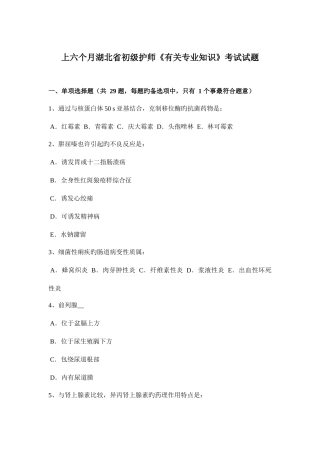 2025年上半年湖北省初级护师相关考试试题