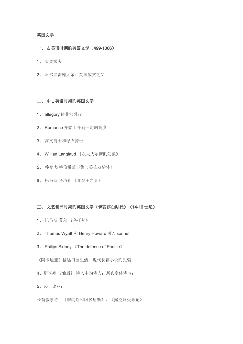 2025年英语专业专业八级英美文学总结_第1页