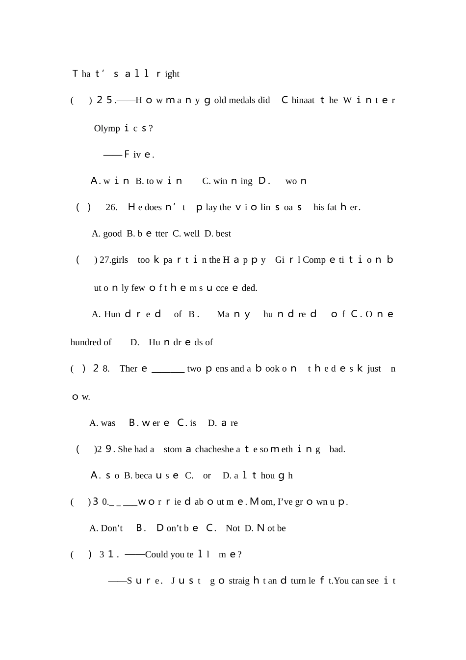 2025年小升初模拟考试卷英语_第3页