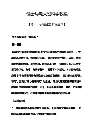 2025年谁会导电大班科学教案