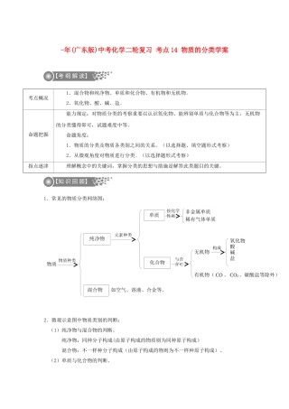2025年广东版中考化学二轮复习考点14物质的分类学案