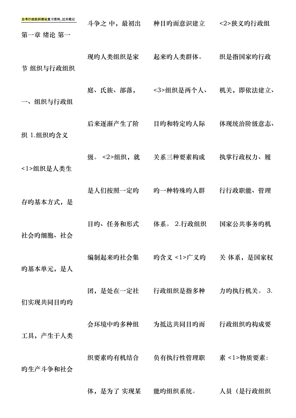 2025年自考行政组织理论复习资料_第1页