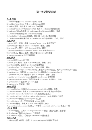 2025年重点初中英语短语归纳