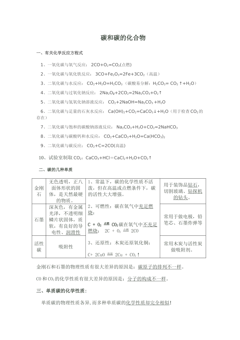 2025年碳和碳的化合物知识点_第1页