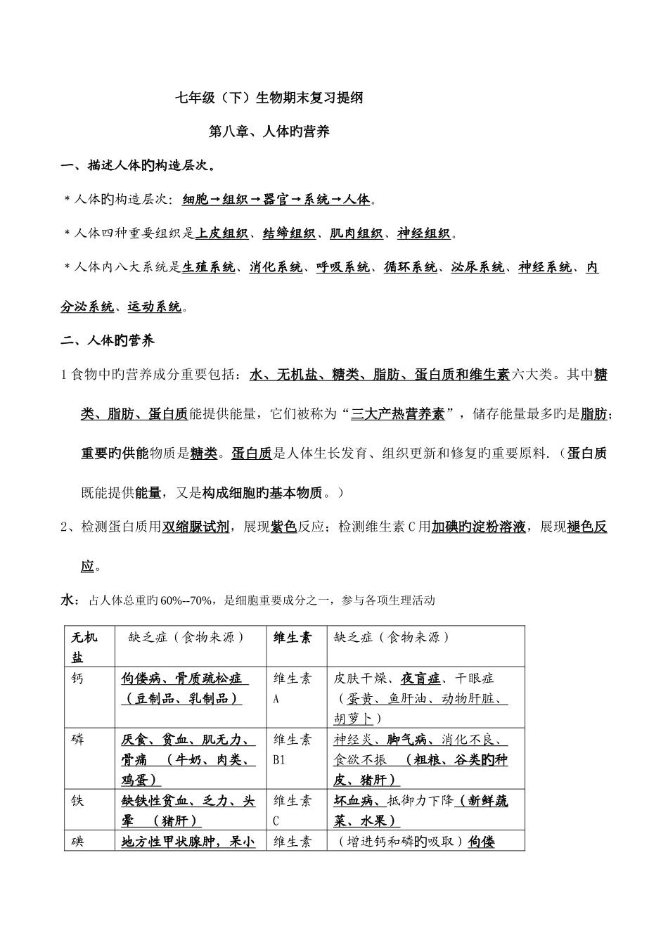 2025年北师大版生物七年级下册知识点总结期末复习资料_第1页