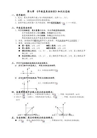 2025年07第七章平面直角坐标系知识点总结
