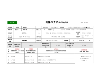 2025年电梯质检员员工岗位说明书