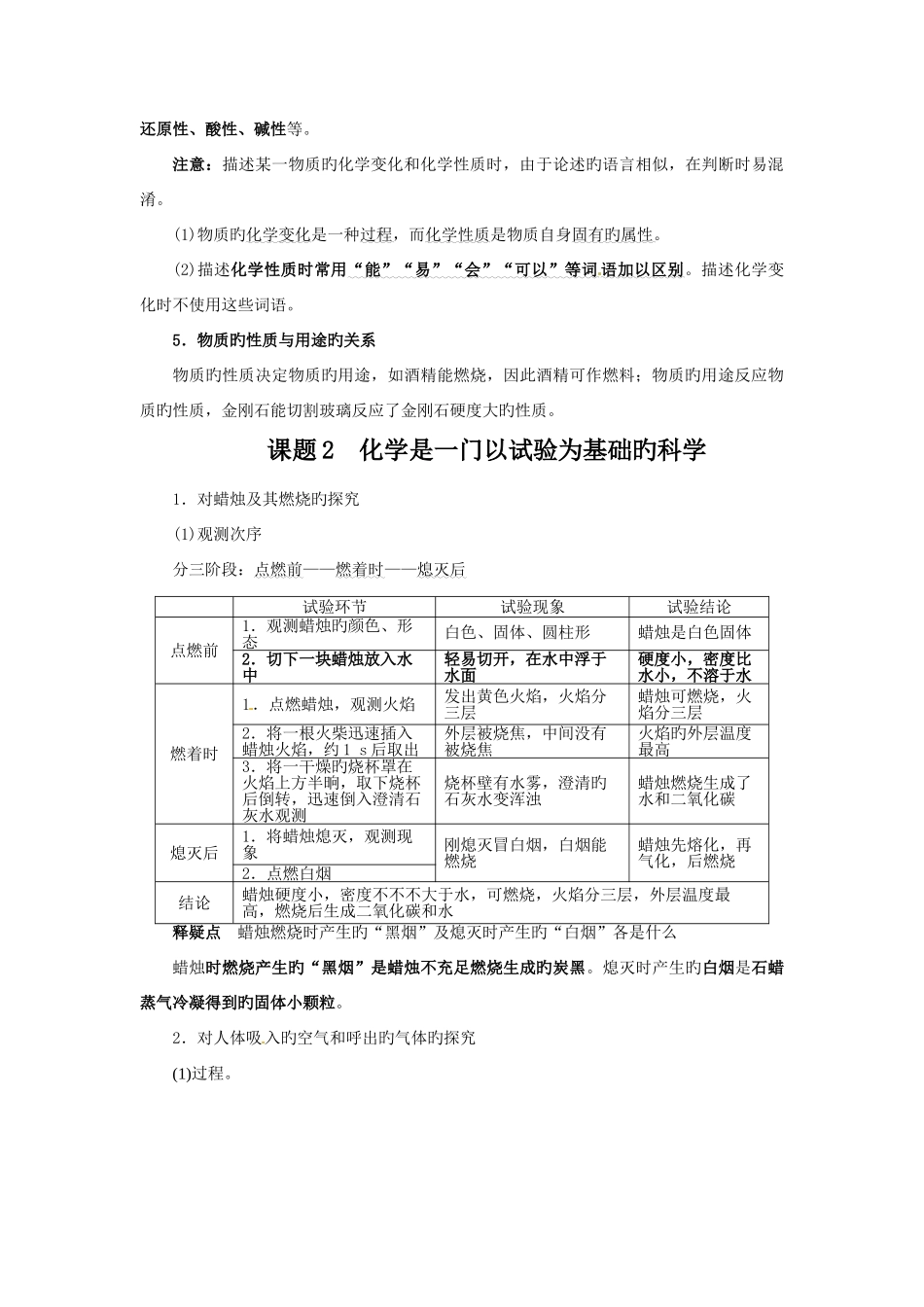 2025年第一单元走进化学世界知识点_第2页