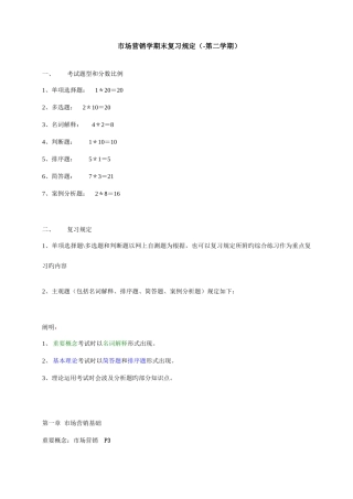 2025年电大第期市场营销期末复习资料