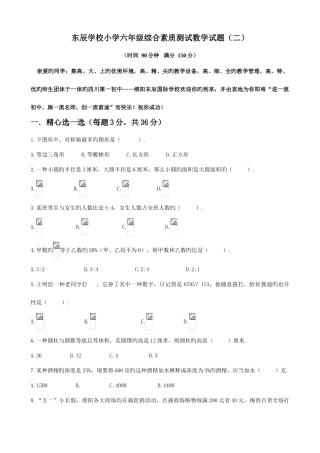 2025年绵阳东辰六年级小升初数学试题