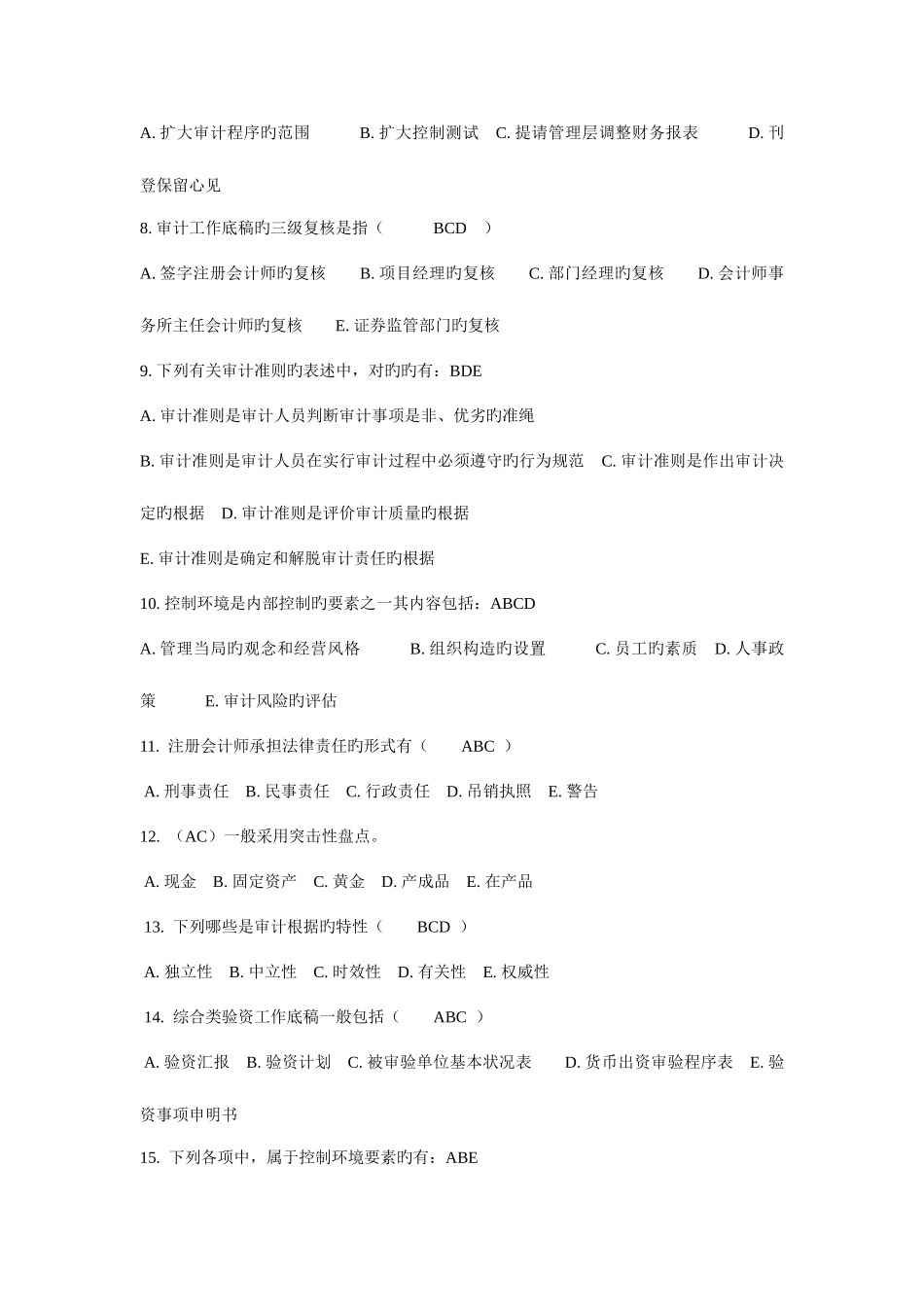 2025年电大审计学网上作业多选题答案_第2页