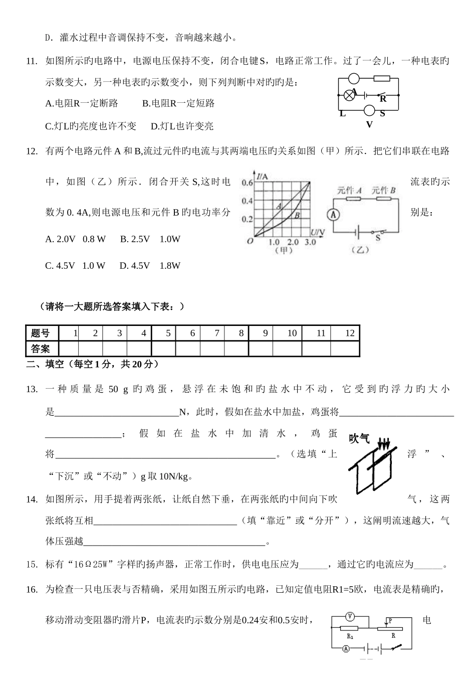 2025年绵阳东辰中学高中自主招生物理试题及答案_第3页