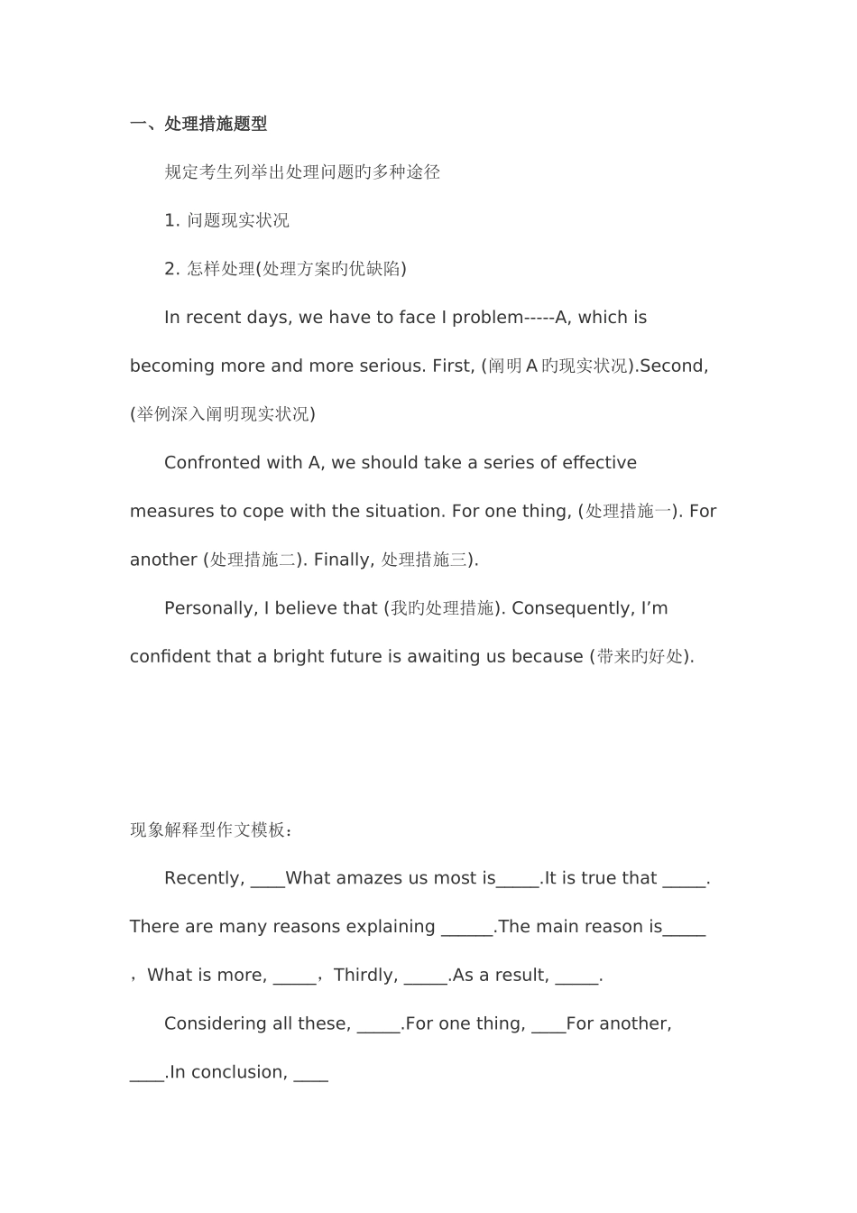 2025年英语四级写作冲分精华作文模板大全_第1页