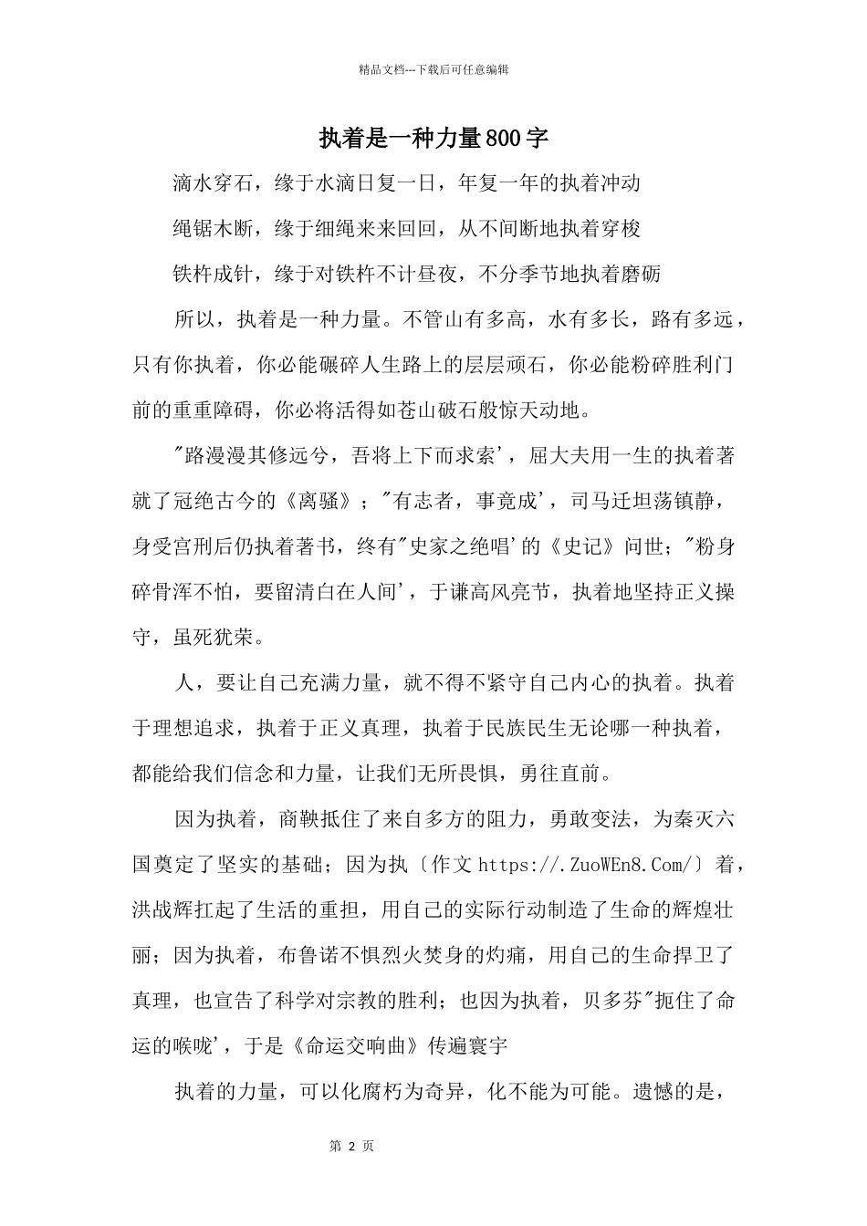 执着是一种力量800字_第1页