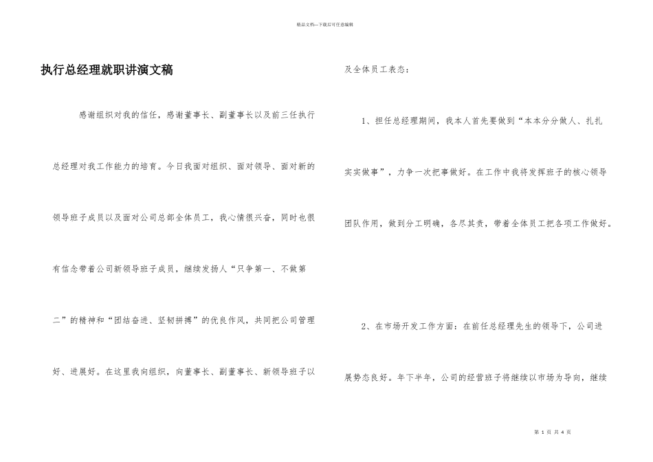 执行总经理就职讲演文稿_第1页