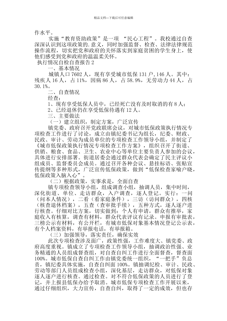 执行情况自检自查报告_第2页