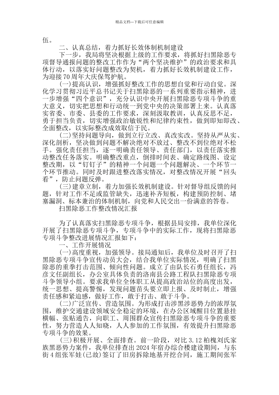 扫黑除恶工作整改情况汇报_第2页