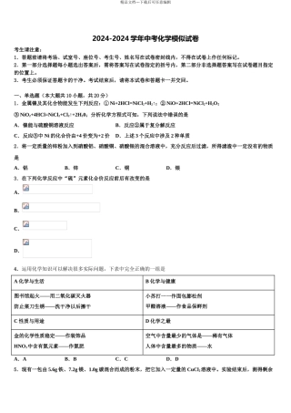 扬州树人学校中考化学模拟预测试卷含解析