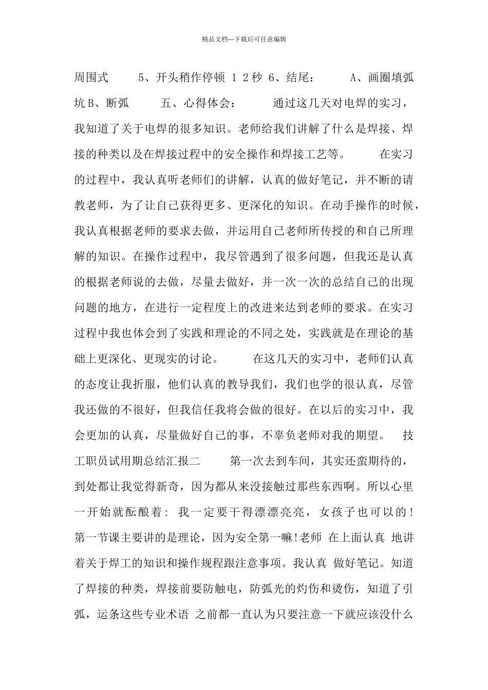 技工职员试用期总结汇报_第2页